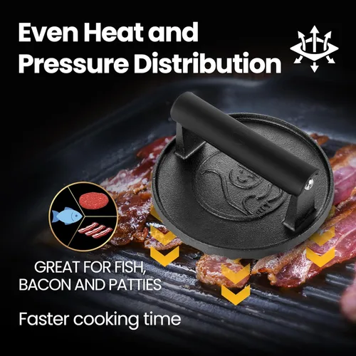 Miniatura 3 de Prensa de hamburguesas Smash para plancha, herramienta aplastadora de hamburguesas resistente de 2 libras con mango resistente al calor