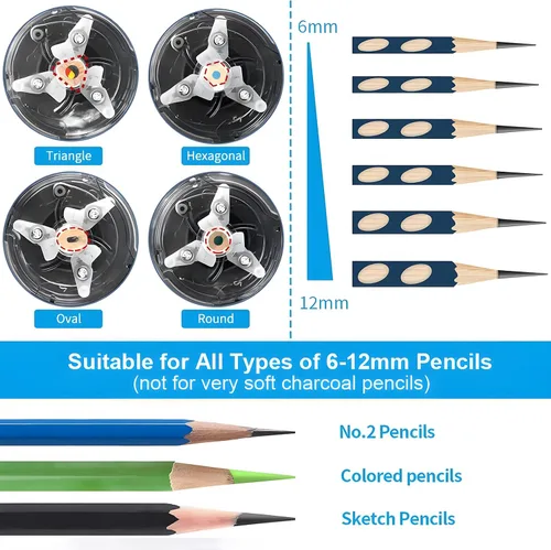 Miniatura 4 de AFMAT - Sacapuntas recargable de punta larga para artista, afilado rápido y parada automática, 8-17 mm de punta larga, sacapuntas eléctrico