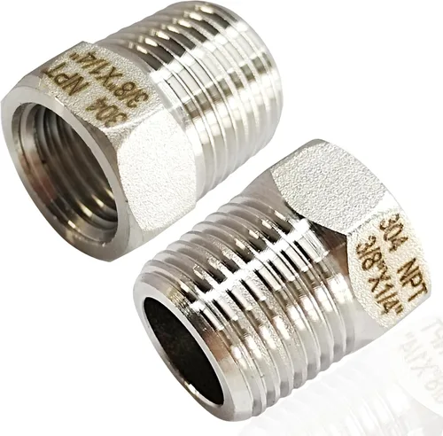 Miniatura 9 de 2 Piezas Buje Hexagonal Reductor, Acero Inoxidable 304 de 1" Macho NPT a 1/2" Hembra NPT (1"MNPT - 1/2"FNPT) Accesorio de Tubería Buje Hexagonal