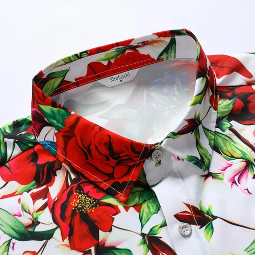 Miniatura 4 de SheLucki - Camisa hawaiana para hombre, unisex, estilo informal, manga corta, con botones y estampado de sombra de palmeras, para el verano