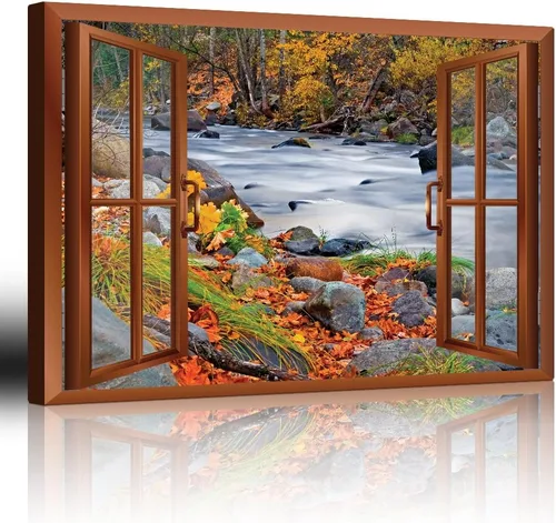 Miniatura 45 de Cuadro decorativo con diseño de ventana moderna blanca con vista, de la marca Wall26®