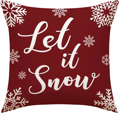 Miniatura 2 de Juego de 4 fundas de almohada de Navidad, 18 x 18 pulgadas, color rojo y blanco, fundas decorativas de invierno para el hogar, sofá, sofá