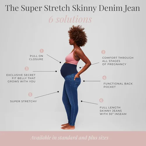Miniatura 5 de Motherhood Maternity Women's Indigo Blue Super Stretch Secret Fit Over The Belly Skinny Jeans
