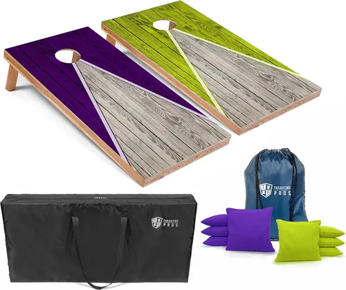 Miniatura 33 de Tailgating Pros Juego de tablero de Cornhole ligero con diseño piramidal con bolsas de frijoles y estuche de transporte, juego de cornhole