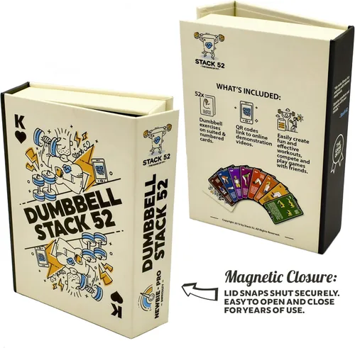 Miniatura 7 de Stack 52 Tarjetas de ejercicio con mancuernas. Juego de cartas de entrenamiento. Instrucciones en video incluidas. Perfecto para entrenamiento