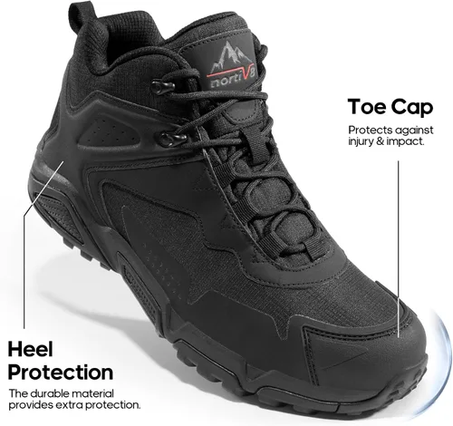 Miniatura 4 de NORTIV 8 Botas de senderismo impermeables para hombre, ligeras, a medio tobillo, botas de senderismo para exteriores