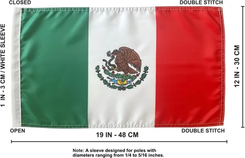Miniatura 3 de JLP 6 pies de alto 1/4 en poste 19x12 en bandera de México