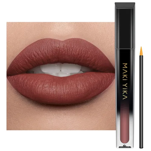 Miniatura 44 de MAKI YIKA Lápiz labial rojo burdeos para mujer, pintalabios de larga duración, sin manchas, mate, líquido, a prueba de transferencia, sin crueldad