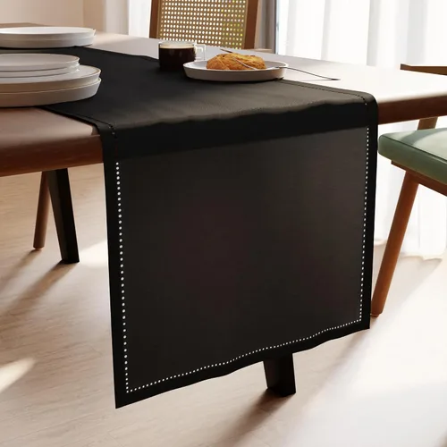 Miniatura 9 de Encasa XO Camino de mesa de comedor de 13 x 59 pulgadas, diseño de dobladillo de algodón puro, gris, lavable a máquina
