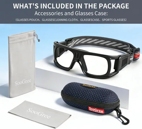Miniatura 6 de N/A" Gafas deportivas para hombre, para raquetbol, baloncesto, fútbol, gafas protectoras, lentes de choque y colisión, reemplazables