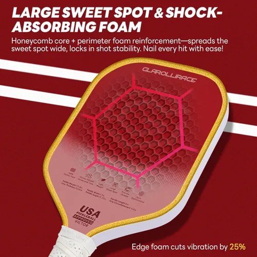 Miniatura 4 de Juego de 2 palas de pickleball 4 raquetas de pickleball, juego de pickleball aprobado por USAPA, superficie de fibra de vidrio fibra de carbono