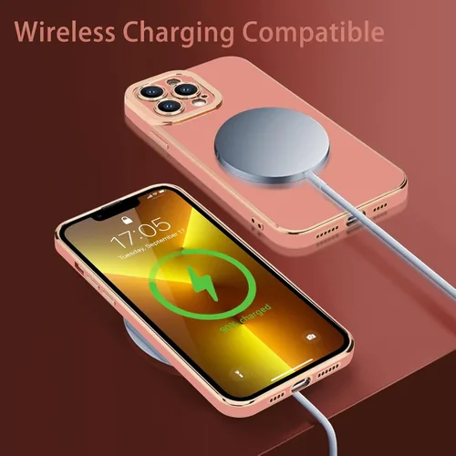 Miniatura 6 de Lafunda Diseñada para iPhone 13 Pro, fundas lujosas con chapado lindo para mujeres y niñas, elegante borde dorado, a prueba de golpes, TPU con funda