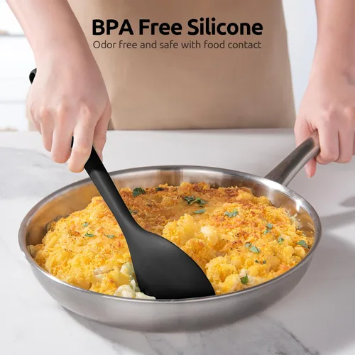 Miniatura 9 de U-Taste - Cuchara de silicona resistente al calor de 600ºF: cuchara de cocina sólida de 13.3 pulgadas, utensilio de goma antiadherente de grado Negro