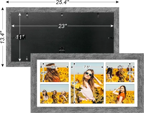Miniatura 20 de Marcos de Fotos Collage de 13.5X15.5 con 7 Aberturas para Fotos de 4X6, Marco de Fotos Múltiples con Paspartú para Decoración de Pared, Grano