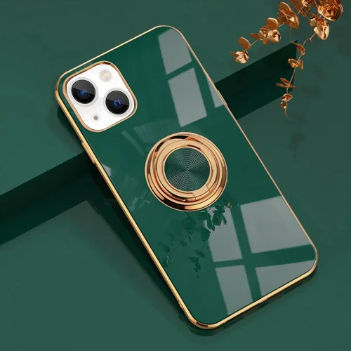 Miniatura 35 de Compatible con iPhone 11 Kickstand, anillo de rotación de 360 grados integrado con borde de oro rosa brillante que funciona con soporte magnético