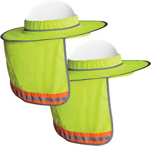 Miniatura 9 de WOLF Industrial Products Sombrero Duro de Alta Visibilidad Naranja Reflectante de Ala Completa con Visera de Malla y Protección para el Cuello