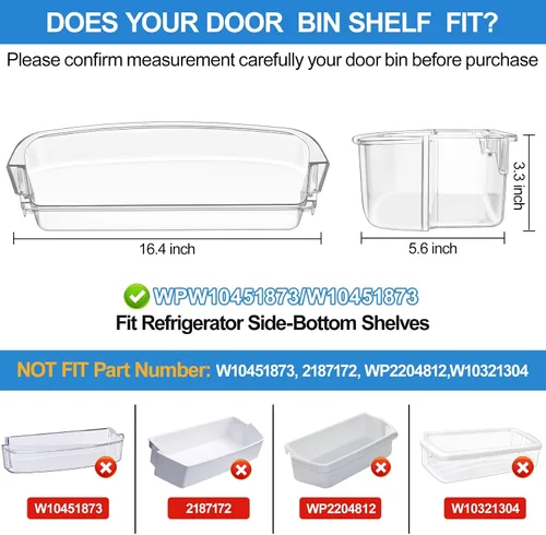 Miniatura 3 de [2 PAQUETES] Estante de Puerta de Refrigerador WPW10451873 Mejorado Reemplazo Compatible con Refrigerador Whirlpool Kenmore Estante de Puerta