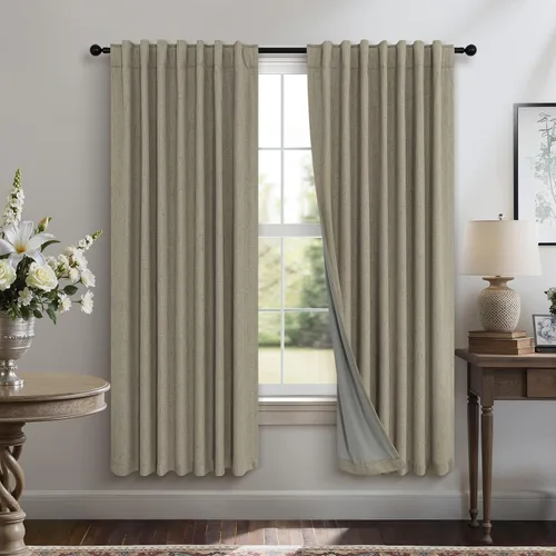 Miniatura 79 de Pitalk Cortinas cortas 100% opacas de lino para cafetería, 40 pulgadas de largo, 2 paneles, cortinas de puerta francesa para ventana, cortina
