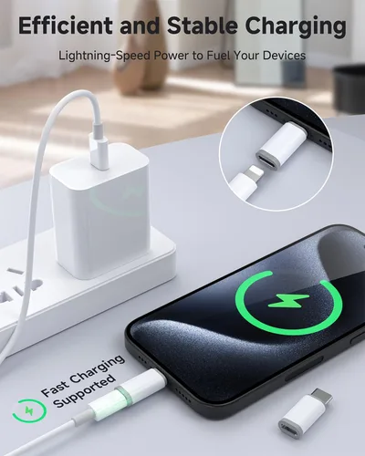 Miniatura 3 de LERTOSEN Paquete de 4 adaptadores Lightning a USB C, carga rápida y sincronización de datos para iPhone 15/16/17 Pro/Pro Max, accesorio adaptador