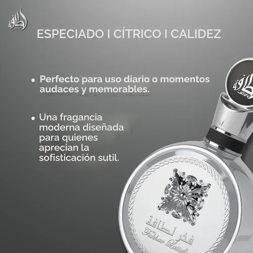 Miniatura 5 de Lattafa Fakhar Platin – Cítrico, picante, aromático, amaderado – Eau de Parfum Spray de larga duración para unisex, 3.4 onzas / 3.4 fl oz