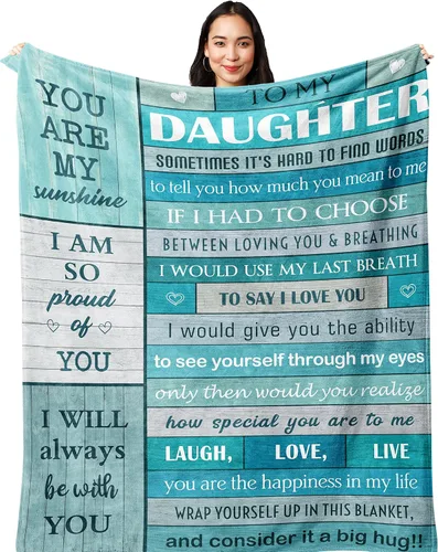 Regalos para hija, regalo de hija de mamá papá, hijas regalos de cumpleaños para cumpleaños, Navidad, graduación, San Valentín, manta de 60 x 50