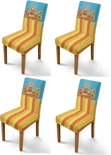 Miniatura 48 de Rnyleeg Thanksgiving Chair Covers for Living Room No Arms Turkey Pumpkin Stretch Dining Chair Covers Set of 6 Soft Washable Kitchen Chair Protector