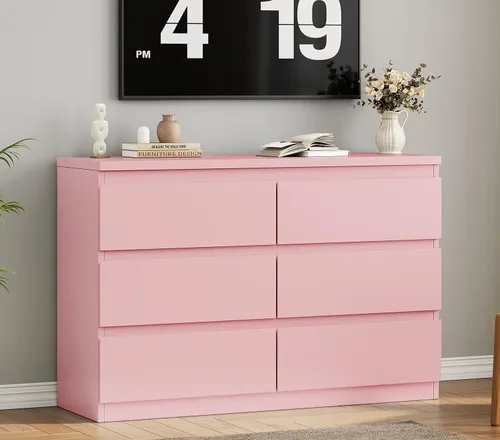 Miniatura 9 de Jocoevol Cómoda Moderna Negra de 6 Cajones - Cómoda Simple para Dormitorio, Closet, Sala de Estar, Pasillo, Entrada, Cómoda Doble de Almacenamiento