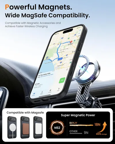 Miniatura 3 de BXYJY Funda magnética para iPhone Air con soporte, compatible con MagSafe, botón de control de cámara, protección completa de la lente, caída