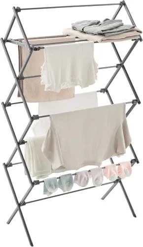 Miniatura 8 de SONGMICS Tendedero de Ropa Plegable, Tendedero de Ropa, Secador de Ropa, Marco de Acero, 14.6 x 36.6 x 53.2 Pulgadas, Montaje Fácil