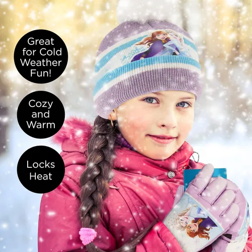 Miniatura 8 de Disney girls Winter Hat With Knit Mittens Set and Insulated Ski Ages 2-4 Or Frozen Knit Gloves and Glove Set Age 4-7