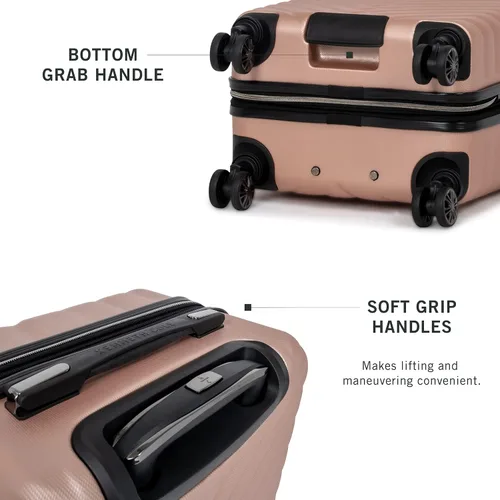 Miniatura 5 de Kenneth Cole REACTION Madison Square - Equipaje rígido expandible con estilo de Chevron para mujer Rose gold 5717352RG