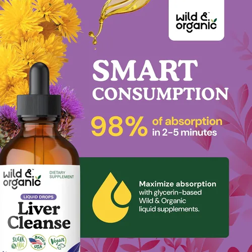 Miniatura 5 de Wild & Organic Tintura de Desintoxicación y Limpieza Hepática - Cardo Mariano, Complejo Herbal de Raíz de Diente de León - Suplemento Líquido