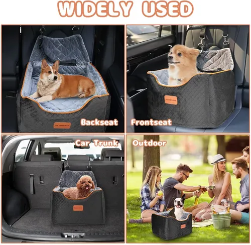 Miniatura 6 de AlfaTok Asiento de Coche para Perros de Espuma Viscoelástica con Funda Lavable y Desmontable, Asiento de Coche para Mascotas Elevado, Asientos