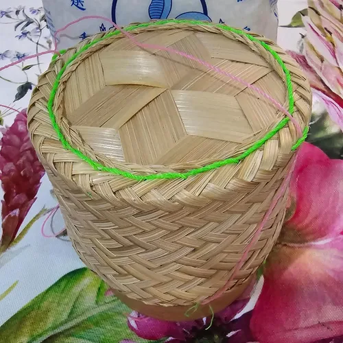 Miniatura 5 de Cesta de arroz pegajosa Contenedor pequeño Kratip Tazón para servir tailandés Arroz de bambú Tailandés Laos Tejido Tradicional Wickerwork Servir