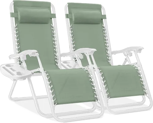 Miniatura 33 de Best Choice Products - Juego de 2 sillas reclinables y ajustables de malla y acero, sillas con sensación gravedad cero con cojines y bandejas