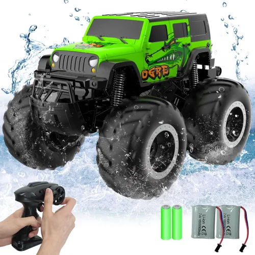 Miniatura 9 de STEMTRON Coche de control remoto anfibio 2.4GHz 1:20 todo terreno todoterreno RC coche control remoto barco regalos para niños niños rojo Rojo Suv