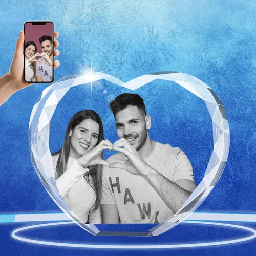 Corazón de fotos de cristal 3D, regalo personalizado con tu foto en cristal para mujeres, hombres, mamá, abuelo, regalo personalizado para