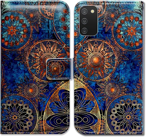 Bcov Funda para Galaxy A03S, Samsung A03s, magníficos colores circulares Mandala Funda de cuero con tapa para teléfono con ranura para tarjeta