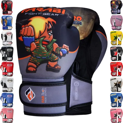 Miniatura 13 de Farabi - Guantes de boxeo para niños, para Muay Thai, Kick Boxing, entrenamiento, MMA, saco de boxeo
