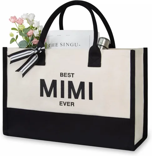 Miniatura 323 de TOPDesign - Bolso de playa de lona con inicial personalizada, bolsa de regalo con monograma, para mujer
