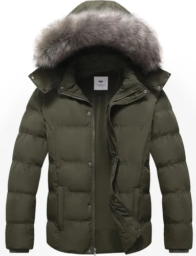 GGleaf Chaqueta acolchada de invierno para hombre, abrigo grueso acolchado con aislamiento y repelente al agua con capucha