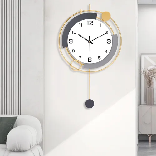 Miniatura 11 de Reloj de pared decorativo con péndulo, silencioso, de calidad de cuarzo, operado con batería, reloj de pared grande para sala de estar, cocina