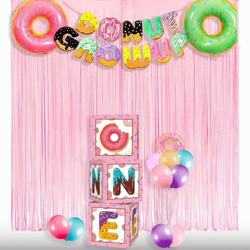 Miniatura 7 de GREATRIL Cortinas de flecos de papel de aluminio rosa pastel, 2 paquetes y manteles de fiesta rosa, 2 paquetes para decoración de fondo de fiesta