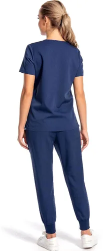 Miniatura 3 de PuriPure Conjunto de ropa quirúrgica para mujer, uniforme de enfermera, pantalones deportivos clásicos con cuello en V y pantalones quirúrgicos