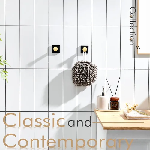 Miniatura 11 de KOKOSIRI Ganchos para bata, ganchos para toallas de baño, para pared, armario, cocina, toallas colgantes, accesorios de baño, color negro con acero