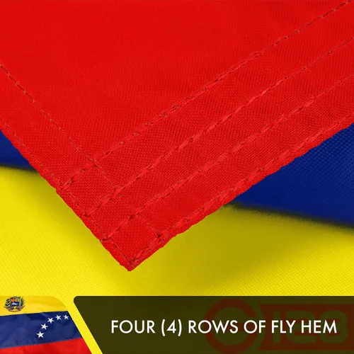 Miniatura 5 de G128 Bandera venezolana de 7 estrellas 3 x 5 pies Serie doble ToughWeave bordado de doble cara de poliéster 210D Bandera de país, diseño