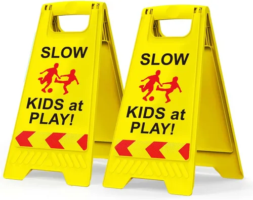 Miniatura 8 de Paquete de 2 señales de seguridad para niños en juego para la calle, señales de seguridad para niños en juego con cinta reflectante de 44.5 cm