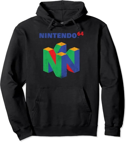 Nintendo 64Retro clásico logotipo de Vintage GraphicSudadera con capucha Gris Heather