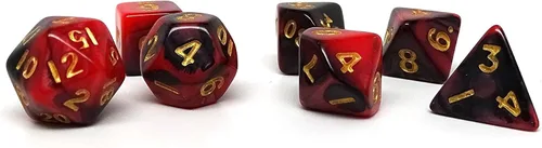 Miniatura 12 de Mini colección de dados poliédricos de 0.394 pulgadas - Incluye un D20, D12, D10, D8, D6, D4 y D00 (Aqua Shine)