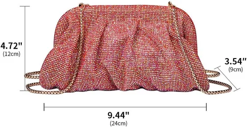 Miniatura 2 de MOISTRI Bolso de noche con diamantes de imitación para mujer, bolso de hombro brillante para fiesta, bolso cruzado de boda